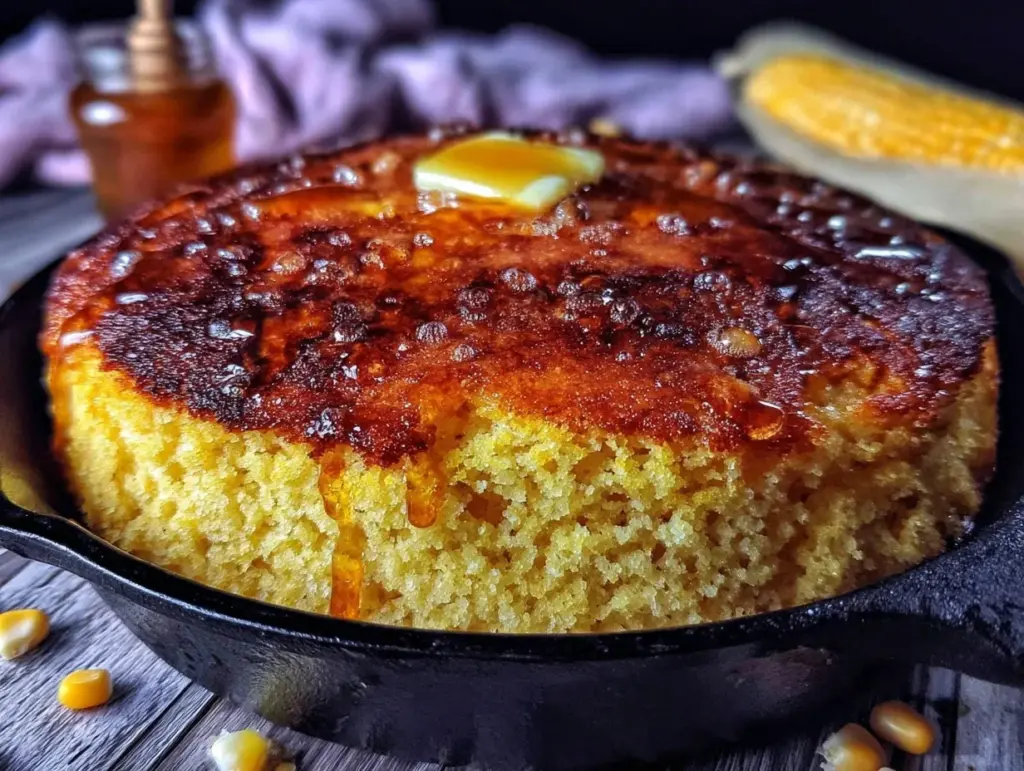 crispy honey butter cornbread skillet - featured image
