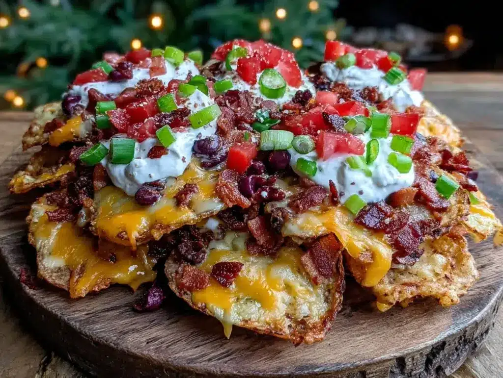 crispy loaded potato skin nachos - featured image