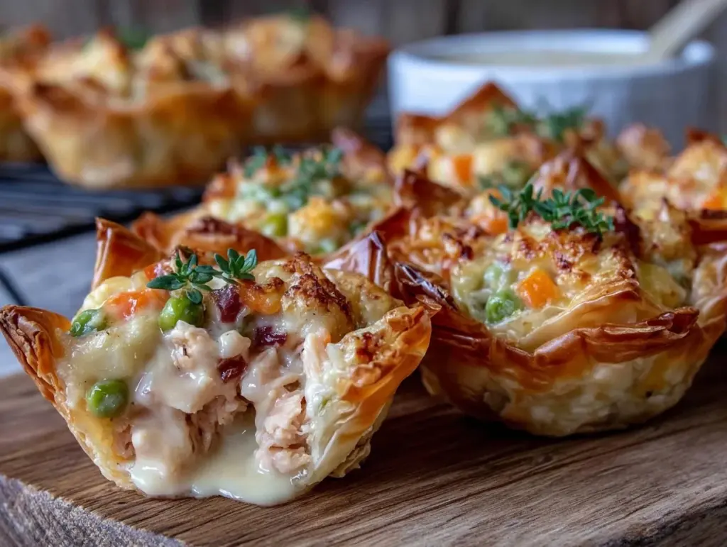 crispy mini chicken pot pie bites - featured image