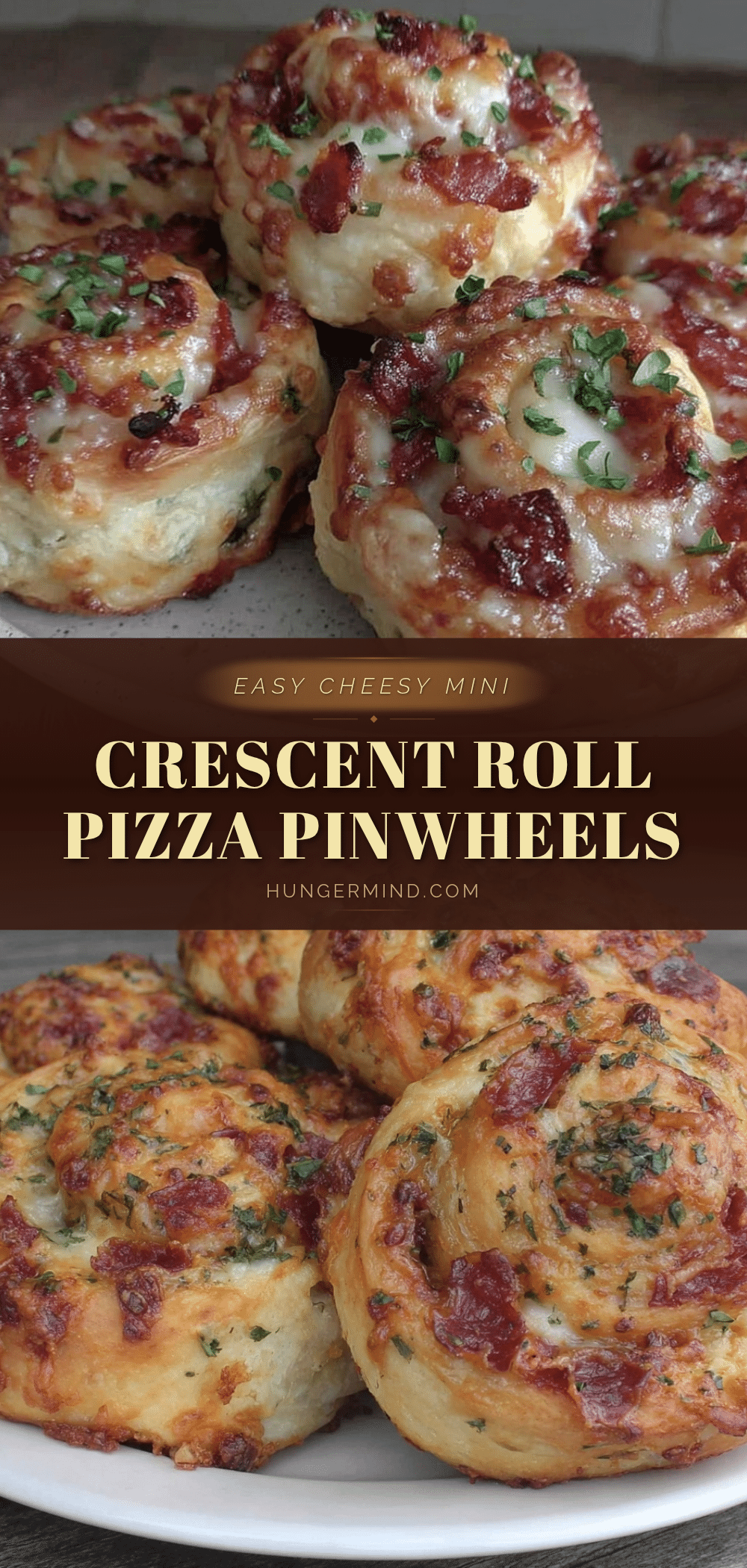 Easy Cheesy Mini Crescent Roll Pizza Pinwheels recipe