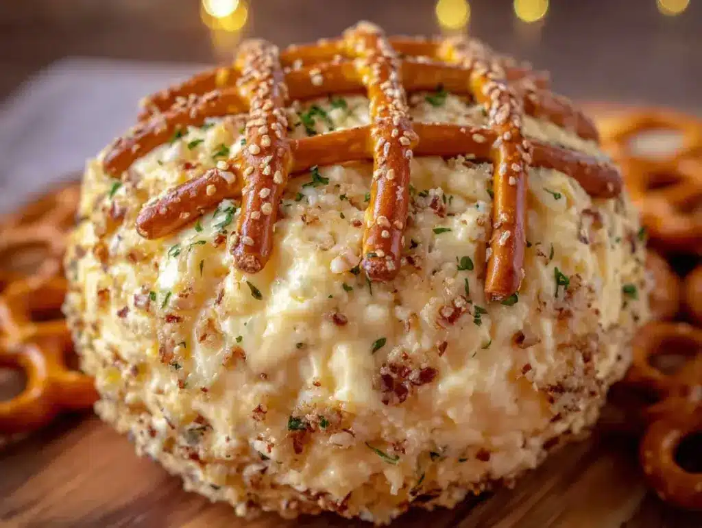 football shaped cheese ball - featured image