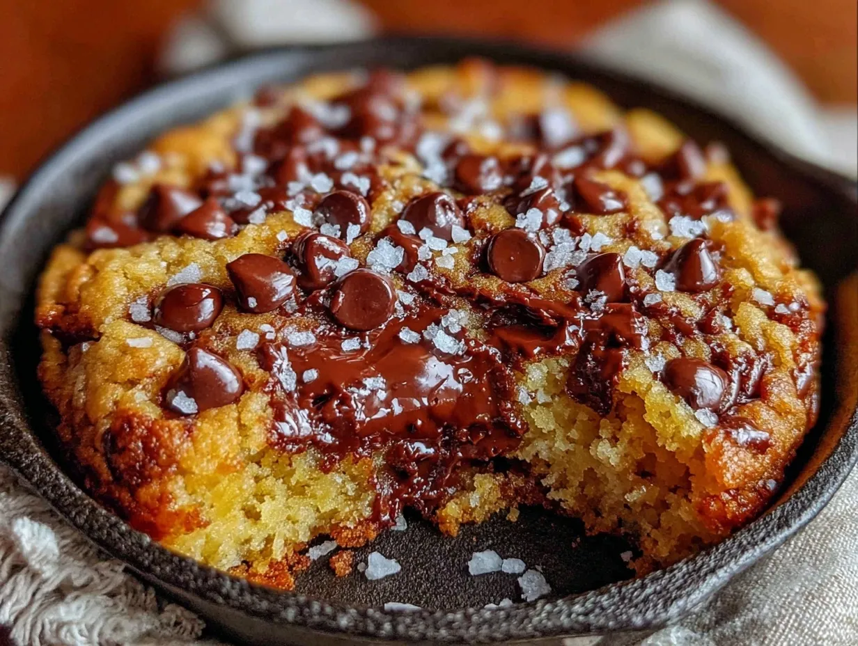 gooey cast iron skillet chocolate chip cookie preparation steps
