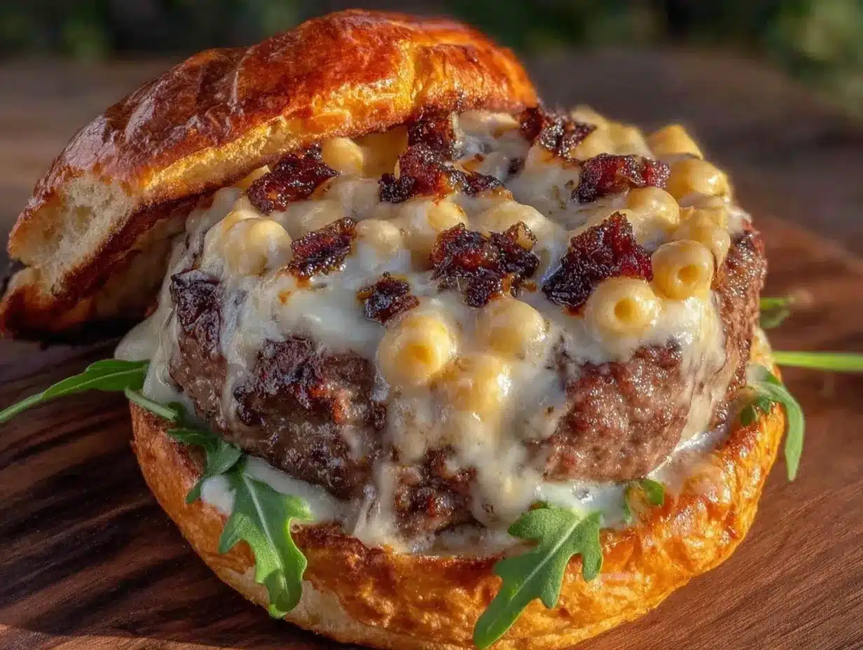 mac and cheese stuffed burger preparation steps