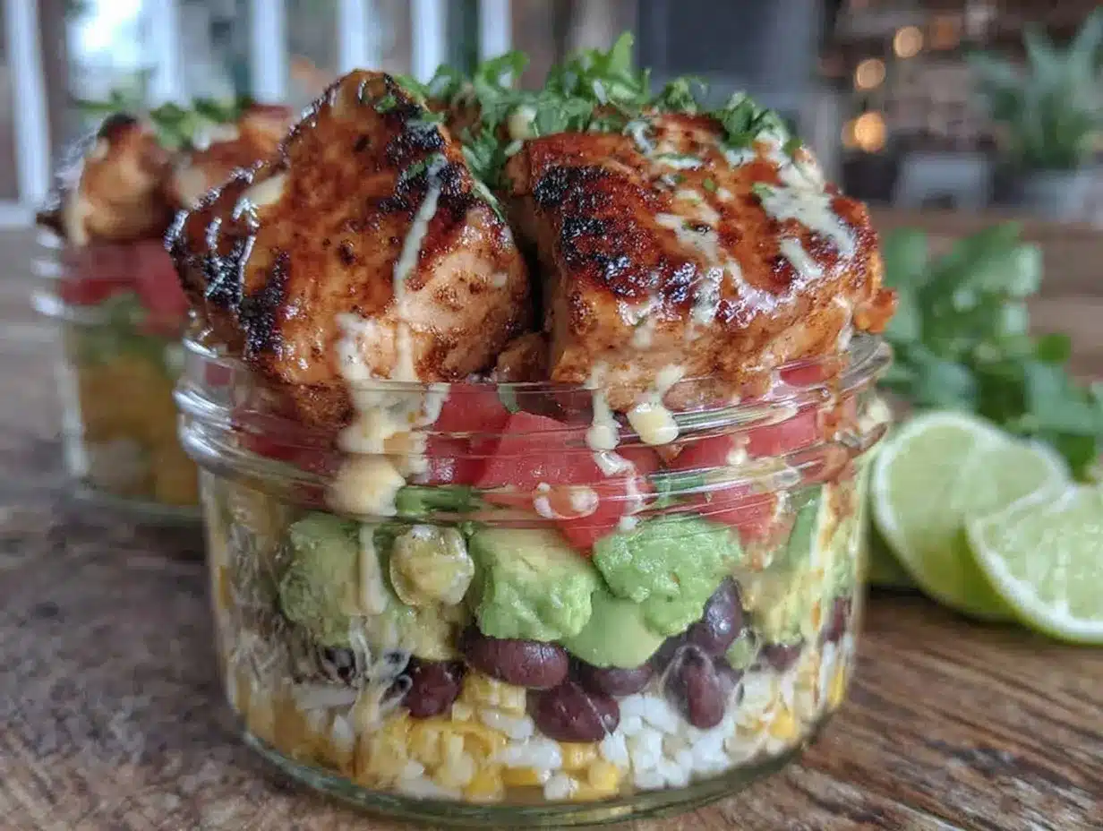 mason jar chicken burrito bowl preparation steps