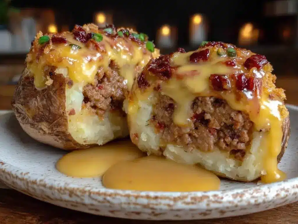 meatloaf stuffed baked potato - featured image