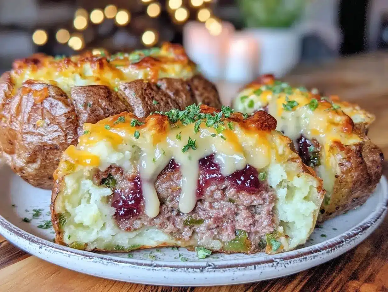 meatloaf stuffed baked potato preparation steps