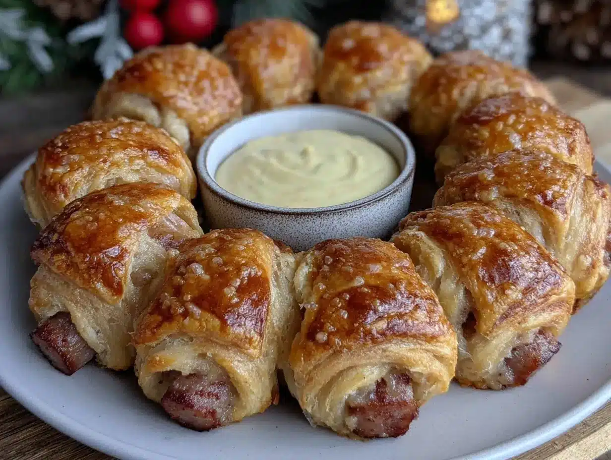 pigs in a blanket wreath ring preparation steps