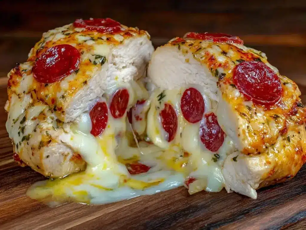 pizza stuffed chicken breast - featured image