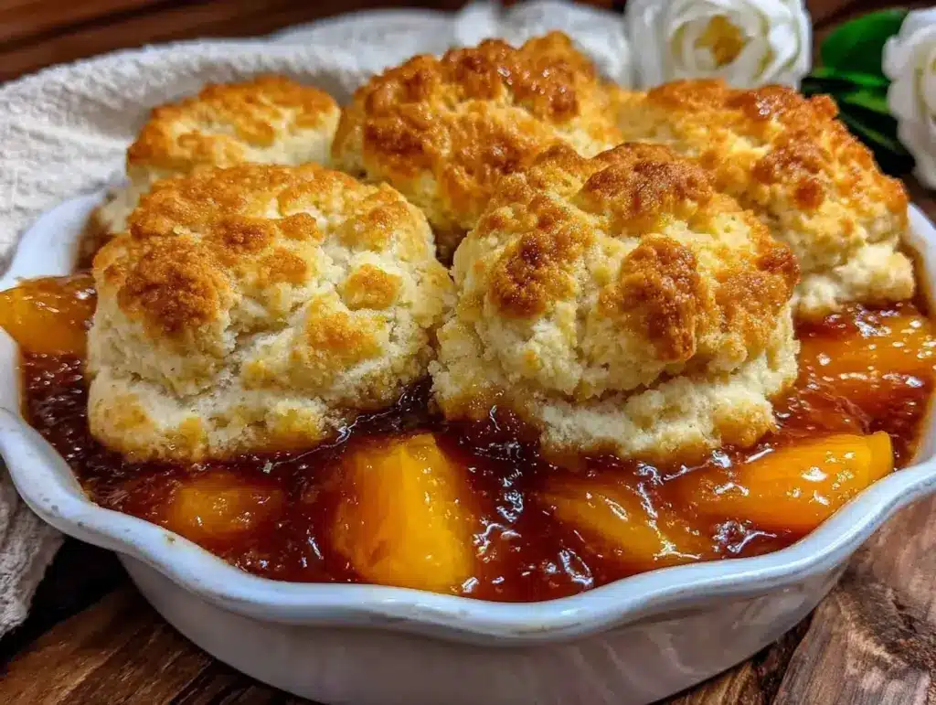 southern peach cobbler - featured image