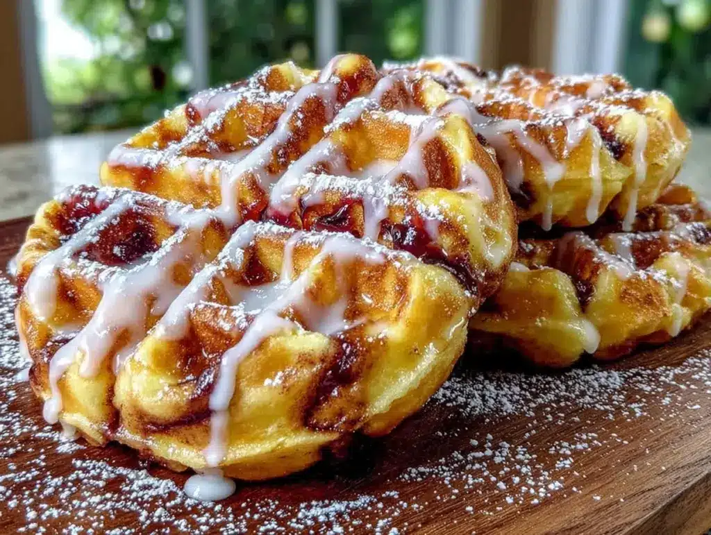waffle iron cinnamon roll waffles - featured image