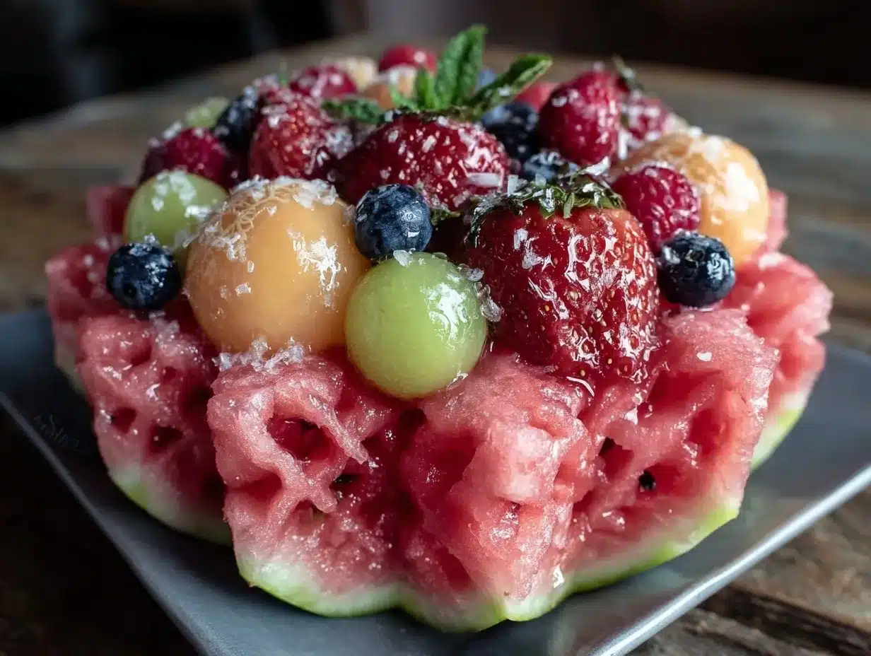 watermelon basket fruit bowl preparation steps