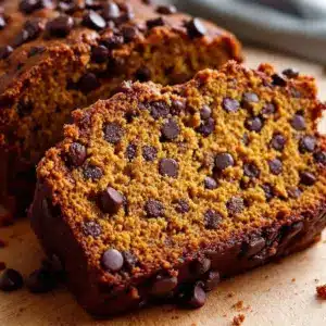 baked pumpkin chocolate chip bread - featured image