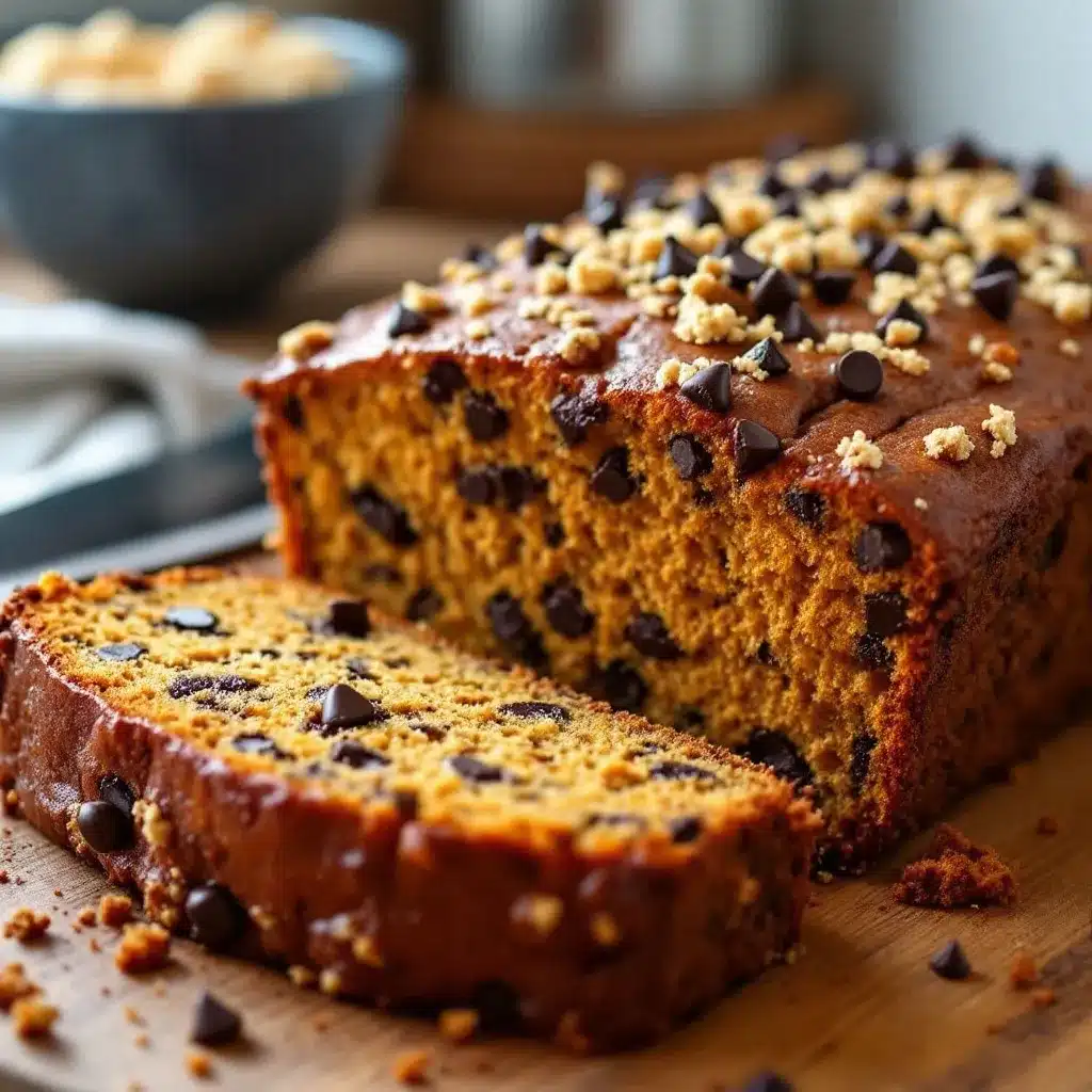 baked pumpkin chocolate chip bread preparation steps