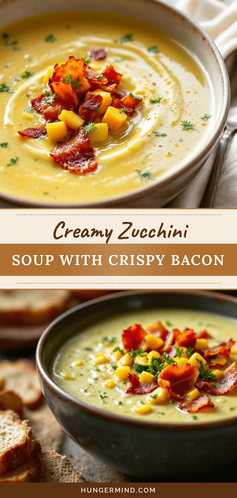 creamy zucchini soup with crispy bacon recipe