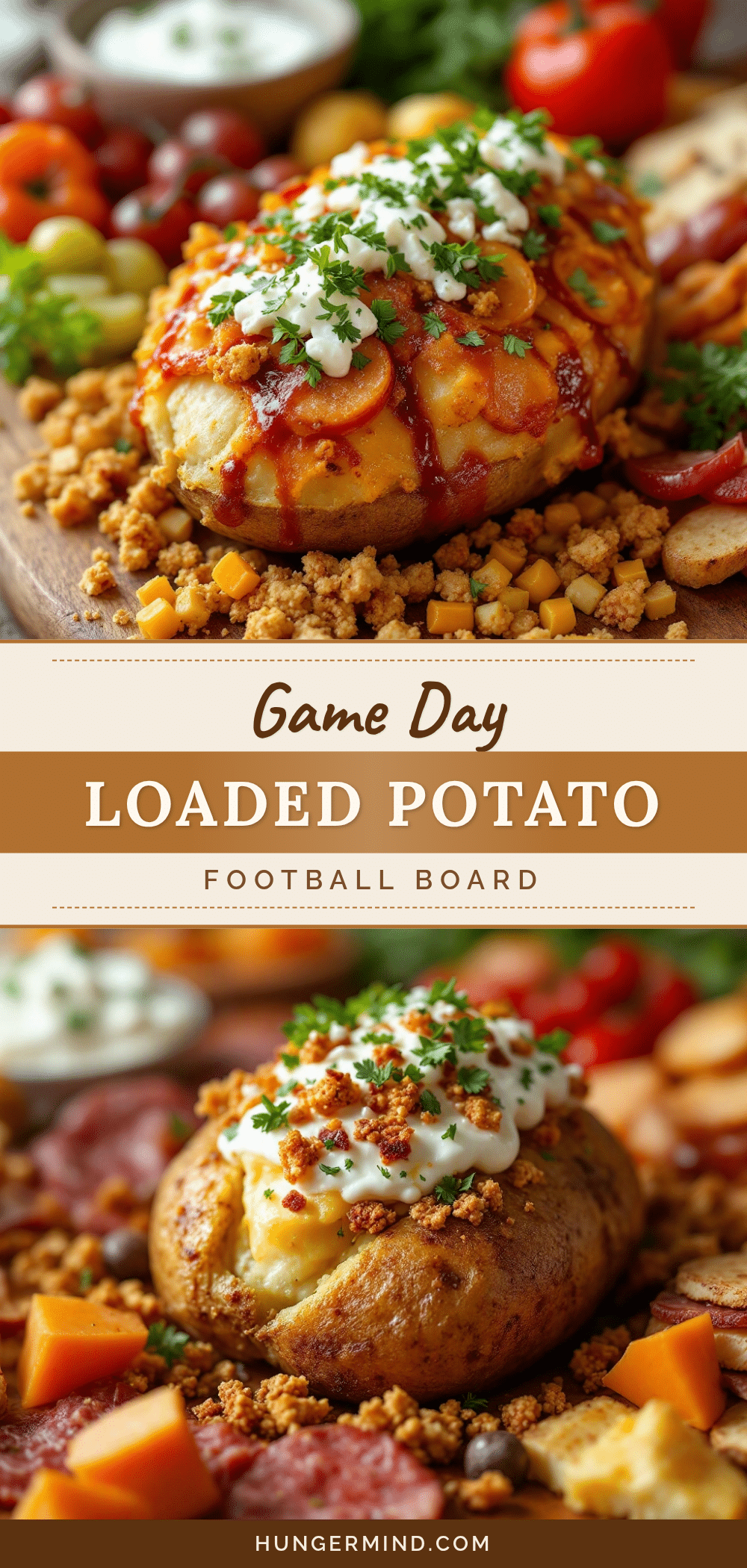 game day loaded baked potato football charcuterie board recipe