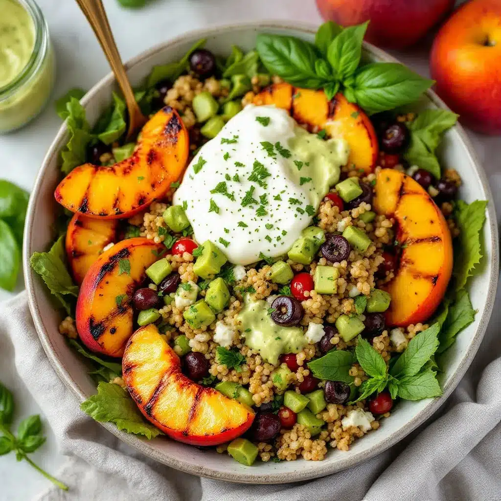grilled peach burrata salad preparation steps