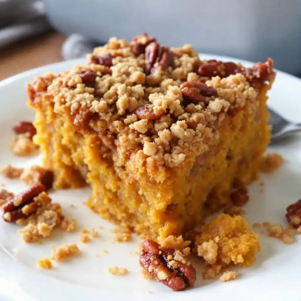 pumpkin dump cake with pecan streusel preparation steps