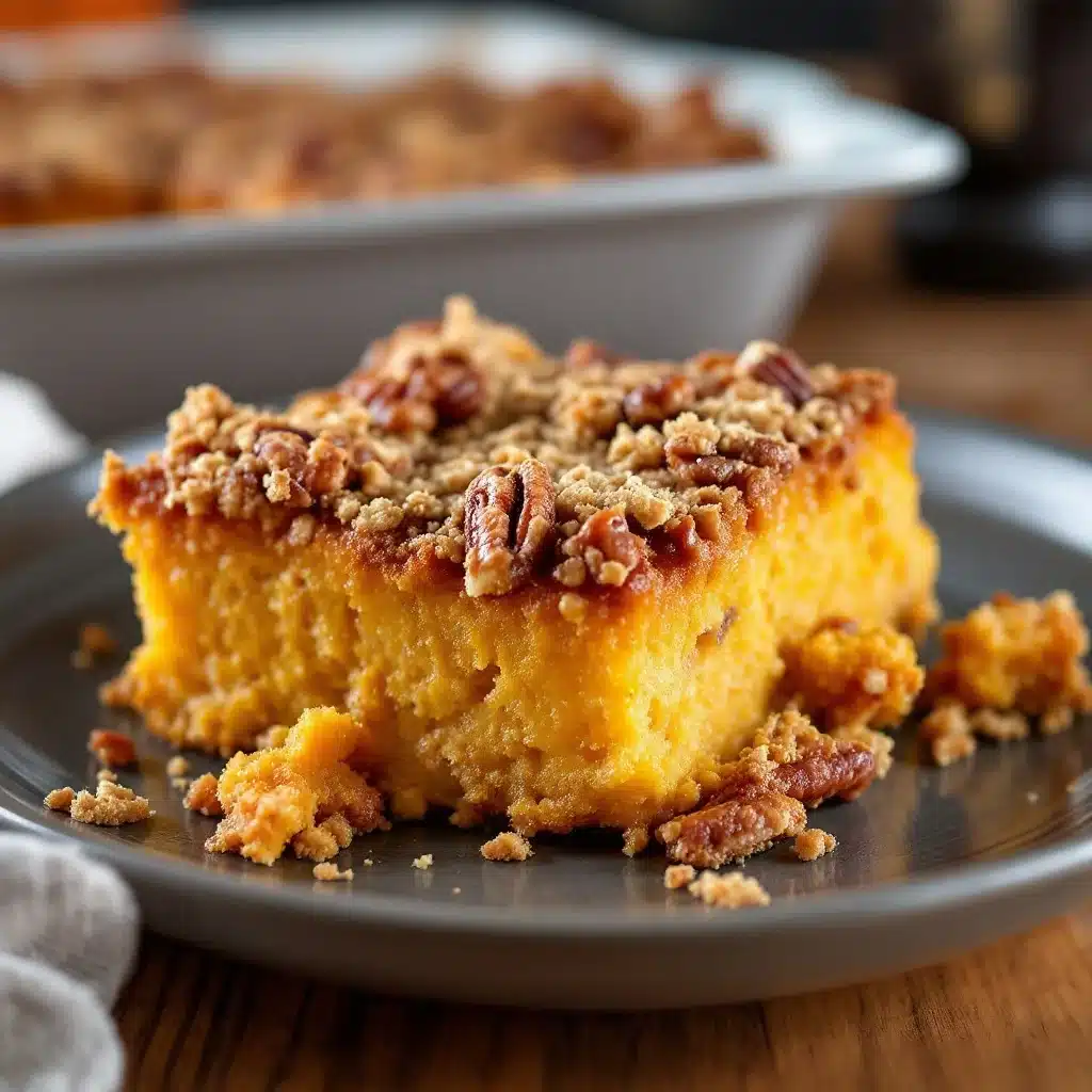 pumpkin dump cake with pecan streusel - featured image