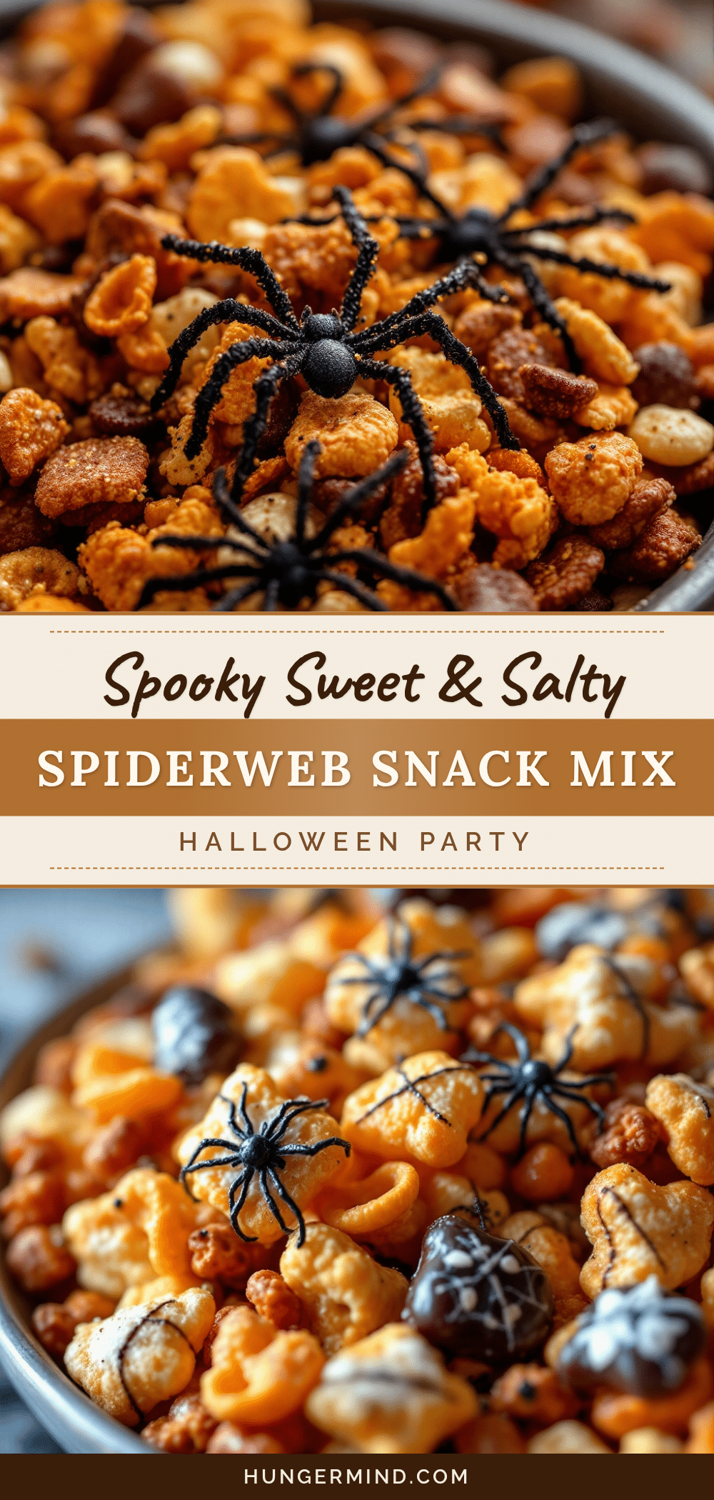 spiderweb Halloween snack mix recipe