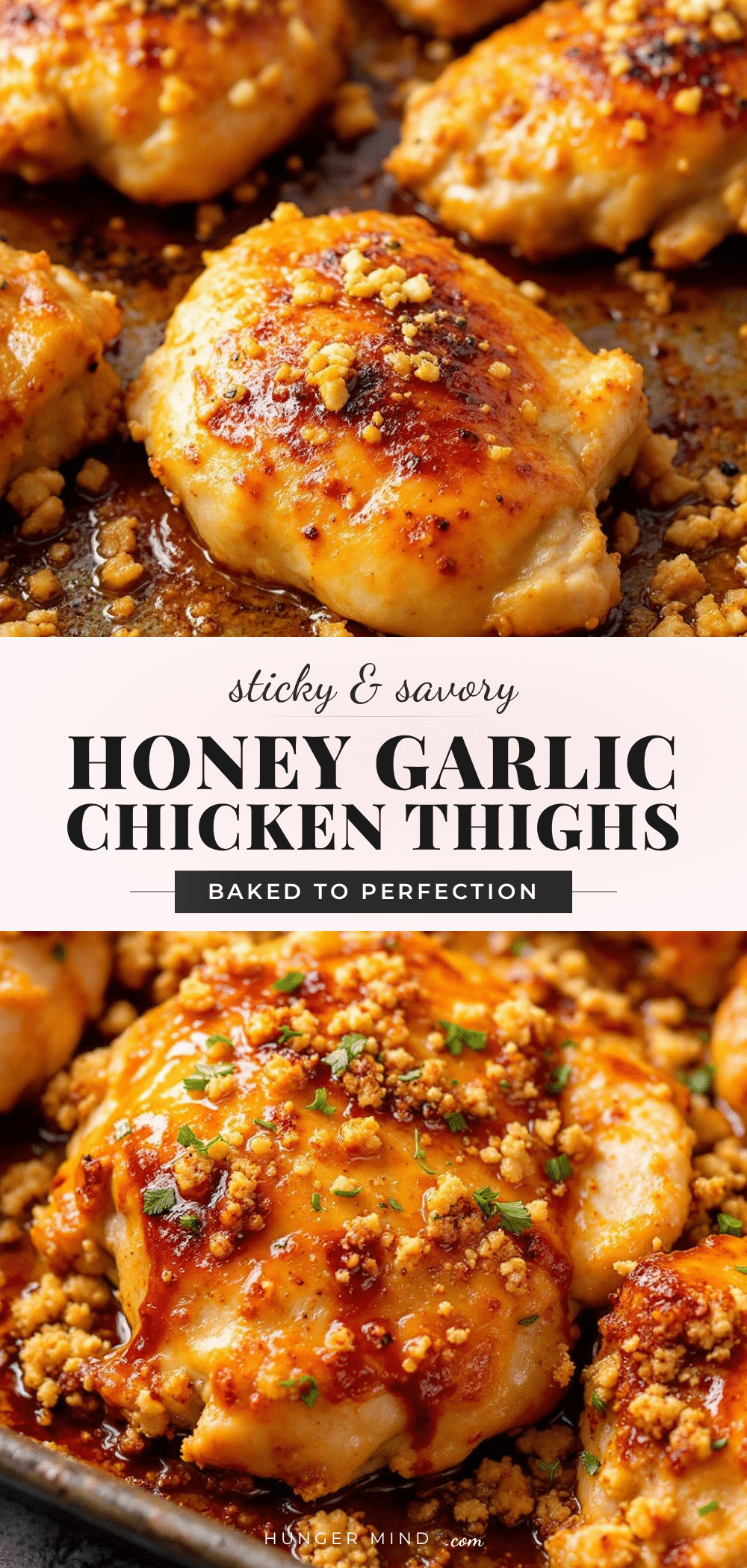 sticky honey garlic baked chicken thighs recipe